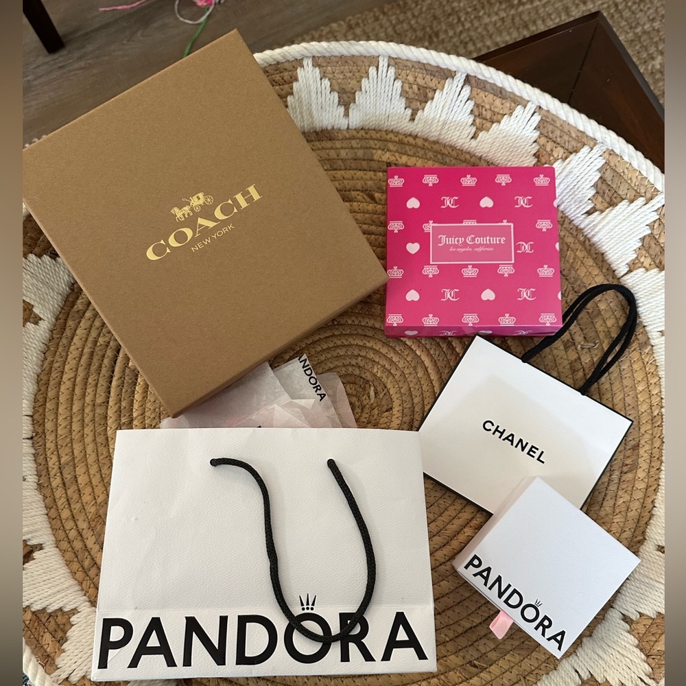 CHANEL, COACH, PANDORA and JUICY COUTURE BOXES/BAGS